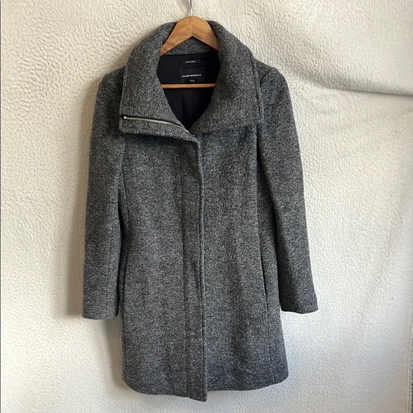 Club Monaco Gray Trench Coat Wool-Blend Mid-Length Small - Picture 1 of 6